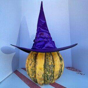 Brand New (4 available) One Size Tiered Tall Pointy Metallic Purple Witch's Hats